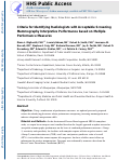 Cover page: Criteria for identifying radiologists with acceptable screening mammography interpretive performance on basis of multiple performance measures.