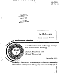 Cover page: THE DETERMINATION OF ENERGY SAVINGS FOR PASSIVE SOLAR BUILDINGS