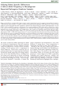 Cover page: Utilizing Ethnic-Specific Differences in Minor Allele Frequency to Recategorize Reported Pathogenic Deafness Variants