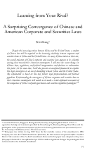 Cover page: Learning from Your Rival?&nbsp;A Surprising Convergence of Chinese and&nbsp;American Corporate and Securities Laws