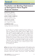 Cover page: Vocabulary and Reading Performances of Redesignated Fluent English Proficient Students