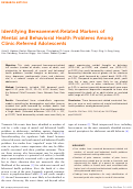 Cover page: Identifying Bereavement-Related Markers of Mental and Behavioral Health Problems Among Clinic-Referred Adolescents.