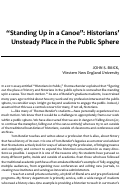 Cover page: "Standing Up in a Canoe": Historians' Unsteady Place in a Public World
