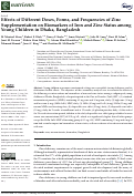 Cover page: Effects of Different Doses, Forms, and Frequencies of Zinc Supplementation on Biomarkers of Iron and Zinc Status among Young Children in Dhaka, Bangladesh