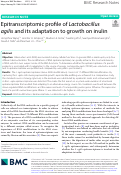 Cover page: Epitranscriptomic profile of Lactobacillus agilis and its adaptation to growth on inulin