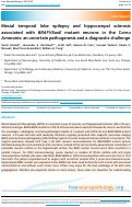 Cover page: Mesial temporal lobe epilepsy and hippocampal sclerosis associated with BRAFV600E mutant neurons in the Cornu Ammonis: an uncertain pathogenesis and a diagnostic challenge.