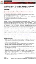 Cover page: Characteristics of plasma plume in ultrafast laser ablation with a weakly ionized air channel.