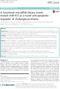 Cover page: A functional microRNA library screen reveals miR-410 as a novel anti-apoptotic regulator of cholangiocarcinoma