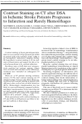 Cover page: Contrast staining on CT after DSA in ischemic stroke patients progresses to infarction and rarely hemorrhages.