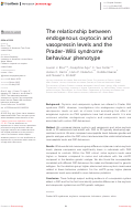 Cover page: The relationship between endogenous oxytocin and vasopressin levels and the Prader-Willi syndrome behaviour phenotype