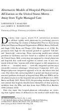 Cover page: Alternative Models of Hospital-Physician Affiliation as the United States Moves Away from Tight Managed Care