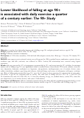 Cover page: Lower likelihood of falling at age 90+ is associated with daily exercise a quarter of a century earlier: The 90+ Study