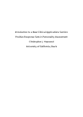 Cover page: Introduction to a New Clinical Applications Section: Positive Response Sets in Personality Assessment