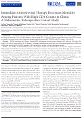 Cover page: Immediate Antiretroviral Therapy Decreases Mortality Among Patients With High CD4 Counts in China: A Nationwide, Retrospective Cohort Study