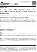 Cover page: Associations Between 20-Year Lipid Variability Throughout Young Adulthood and Midlife Cognitive Function and Brain Integrity