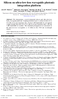Cover page: Silicon on ultra-low-loss waveguide photonic integration platform