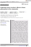 Cover page: Exploring science teachers' efforts to frame phenomena in the community