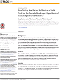 Cover page: Can Sibling Sex Ratios Be Used as a Valid Test for the Prenatal Androgen Hypothesis of Autism Spectrum Disorders?