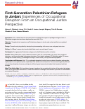 Cover page: First-Generation Palestinian Refugees in Jordan: Experiences of Occupational Disruption From an Occupational Justice Perspective.