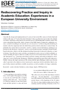 Cover page: Rediscovering Practice and Inquiry in Academic Education: Experiences in a European University Environment