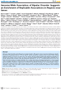 Cover page: Genome-Wide Association of Bipolar Disorder Suggests an Enrichment of Replicable Associations in Regions near Genes