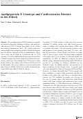 Cover page: Apolipoprotein E Genotype and Cardiovascular Diseases in the Elderly