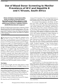 Cover page: Use of Blood Donor Screening to Monitor Prevalence of HIV and Hepatitis B and C Viruses, South Africa - Volume 23, Number 9—September 2017 - Emerging Infectious Diseases journal - CDC