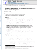 Cover page: Disability self-worth relates to lower anxiety and depression in people with visual impairment.