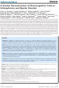 Cover page: A Genetic Deconstruction of Neurocognitive Traits in Schizophrenia and Bipolar Disorder