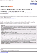 Cover page: Exploring the Predictive Role of 11-Oxyandrogens in Diagnosing Polycystic Ovary Syndrome.