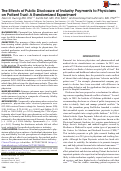 Cover page: The Effects of Public Disclosure of Industry Payments to Physicians on Patient Trust: A Randomized Experiment