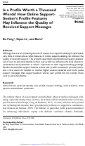 Cover page: Is a Profile Worth a Thousand Words? How Online Support-Seeker’s Profile Features May Influence the Quality of Received Support Messages