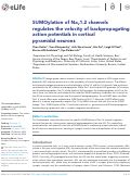 Cover page: SUMOylation of NaV1.2 channels regulates the velocity of backpropagating action potentials in cortical pyramidal neurons
