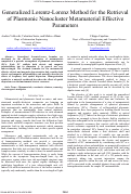 Cover page: Generalized Lorentz-Lorenz Method for the Retrieval of Plasmonic Nanocluster Metamaterial Effective Parameters