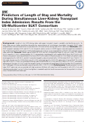 Cover page: PREDICTORS OF LENGTH OF STAY AND DEATH FOR SIMULTANEOUS LIVER-KIDNEY TRANSPLANT (SLKT) INDEX ADMISSION: RESULTS FROM THE US MULTICENTER SLKT CONSORTIUM