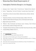 Cover page: Measuring Mass-Based Hygroscopicity of Atmospheric Particles through in Situ Imaging