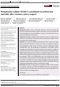 Cover page: Preoperative soluble VCAM-1 contributes to predict late mortality after coronary artery surgery.