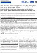 Cover page: HIV Infection, Immunosuppression, and Age at Diagnosis of Non-AIDS-Defining Cancers