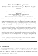 Cover page: Can Brands Claim Ignorance? Unauthorized Subcontracting in Apparel Supply Chains