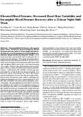 Cover page: Elevated blood pressure, decreased heart rate variability and incomplete blood pressure recovery after a 12-hour night shift work.