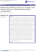 Cover page: Defining the Buffering Process by a Triprotic Acid Without Relying on Stewart-Electroneutrality Considerations