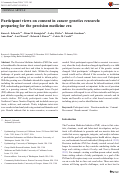 Cover page: Participant views on consent in cancer genetics research: preparing for the precision medicine era