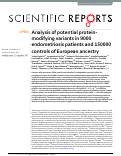 Cover page: Analysis of potential protein-modifying variants in 9000 endometriosis patients and 150000 controls of European ancestry