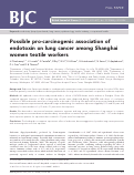 Cover page: Possible pro-carcinogenic association of endotoxin on lung cancer among Shanghai women textile workers