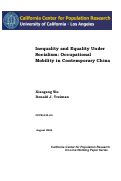 Cover page: Inequality and Equality under a State Socialist Regime: Occupational Mobility in Contemporary China