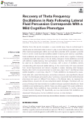 Cover page: Recovery of Theta Frequency Oscillations in Rats Following Lateral Fluid Percussion Corresponds With a Mild Cognitive Phenotype