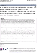 Cover page of A hybrid epithelial-mesenchymal transition program enables basal epithelial cells to bypass stress-induced stasis and contributes to a metaplastic breast cancer progenitor state