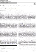 Cover page: Special Education Evaluation Considerations in a Post-pandemic Era