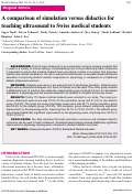 Cover page: A comparison of simulation versus didactics for teaching ultrasound to Swiss medical students.