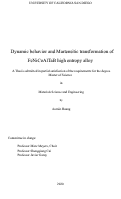 Cover page: Dynamic behavior and Martensitic transformation of FeNiCoAlTaB high entropy alloy